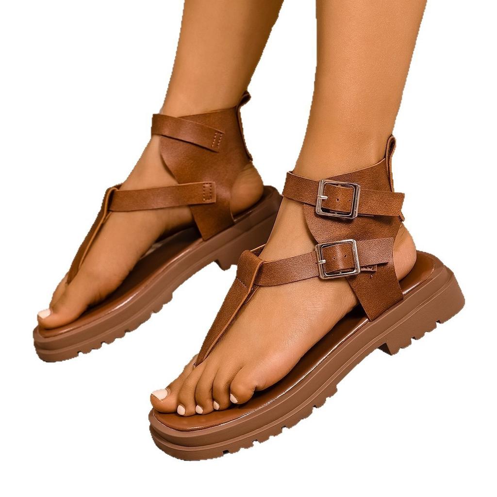Sandalen, Schuhe in Übergröße, Dicker Absatz, Schnalle, Dicke Damenschuhe