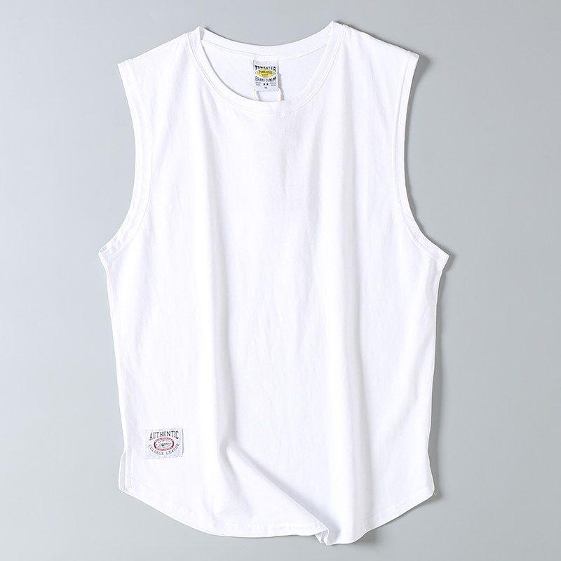 Export Tail Summer Cotton Wide Shoulder Vest Men Fashion Brand All-Matching Loose Waistcoat Athleisure Sleeveless T-shirt