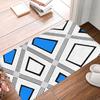 Blue White Black Geometric Print Doormat Printed Polyester Machine Washable Entrance Floor Mat 80x50cm