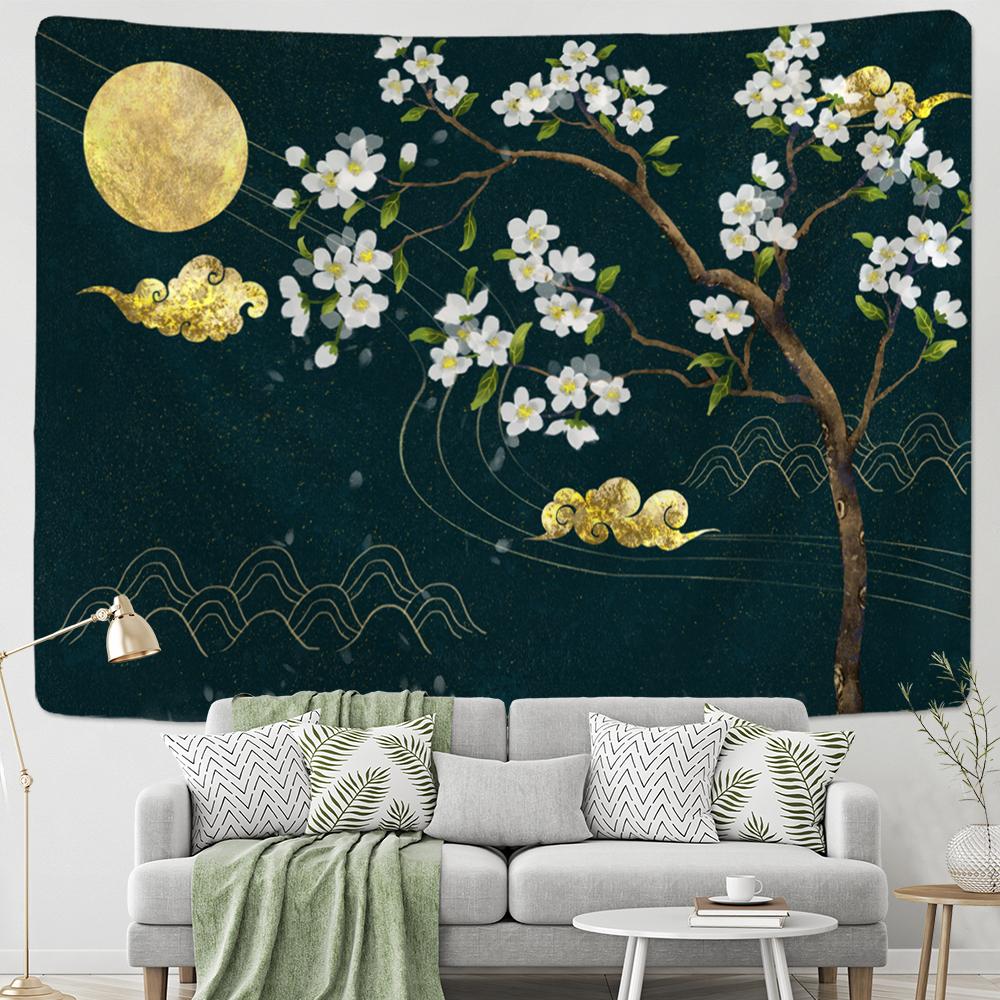 Jeřábový olej v čínském stylu Tapiserie Nástěnné závěsy Bohémský styl Hippie Estetika Pokoj Umělec Domácí Dekor