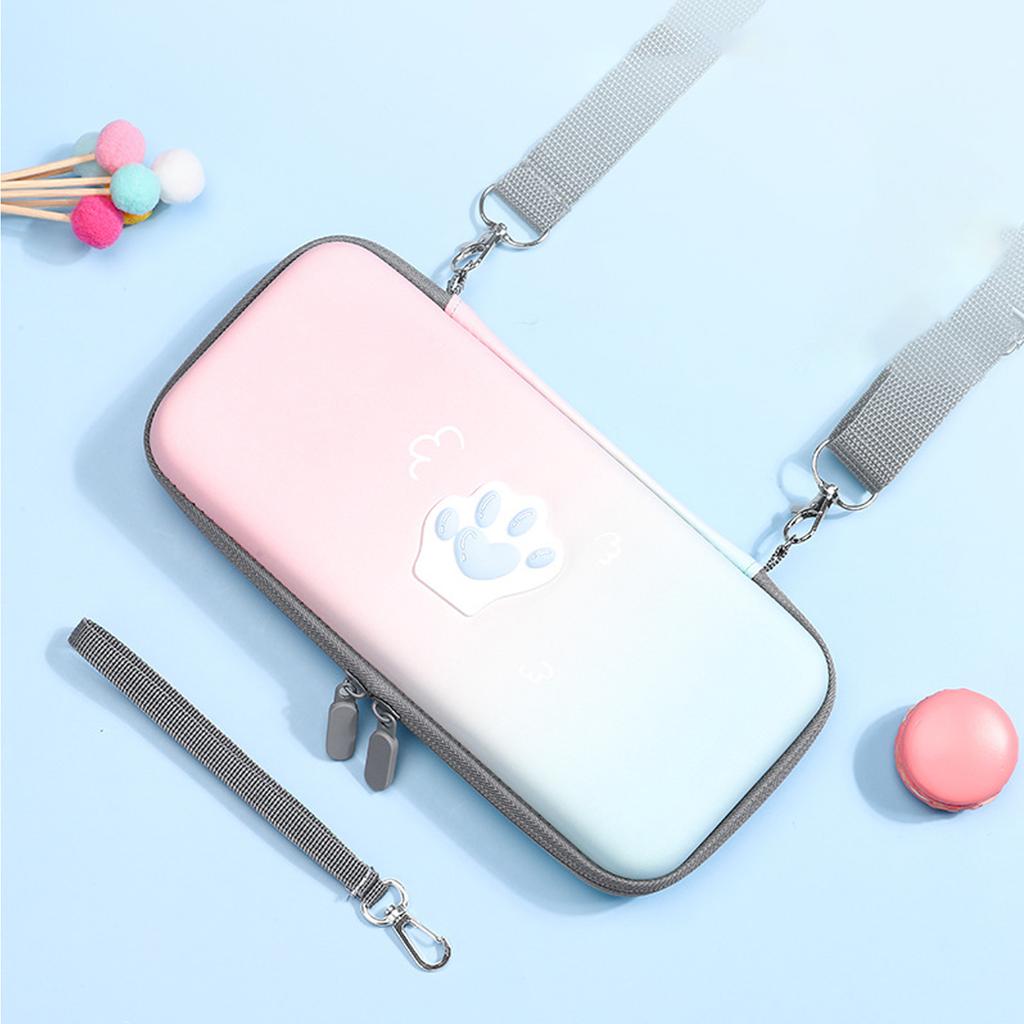 Cute Cat Paw Carrying Case Scratch Resistance Soft Lining Large Capacity Hard Shell Box Portable for Game Console Accessories