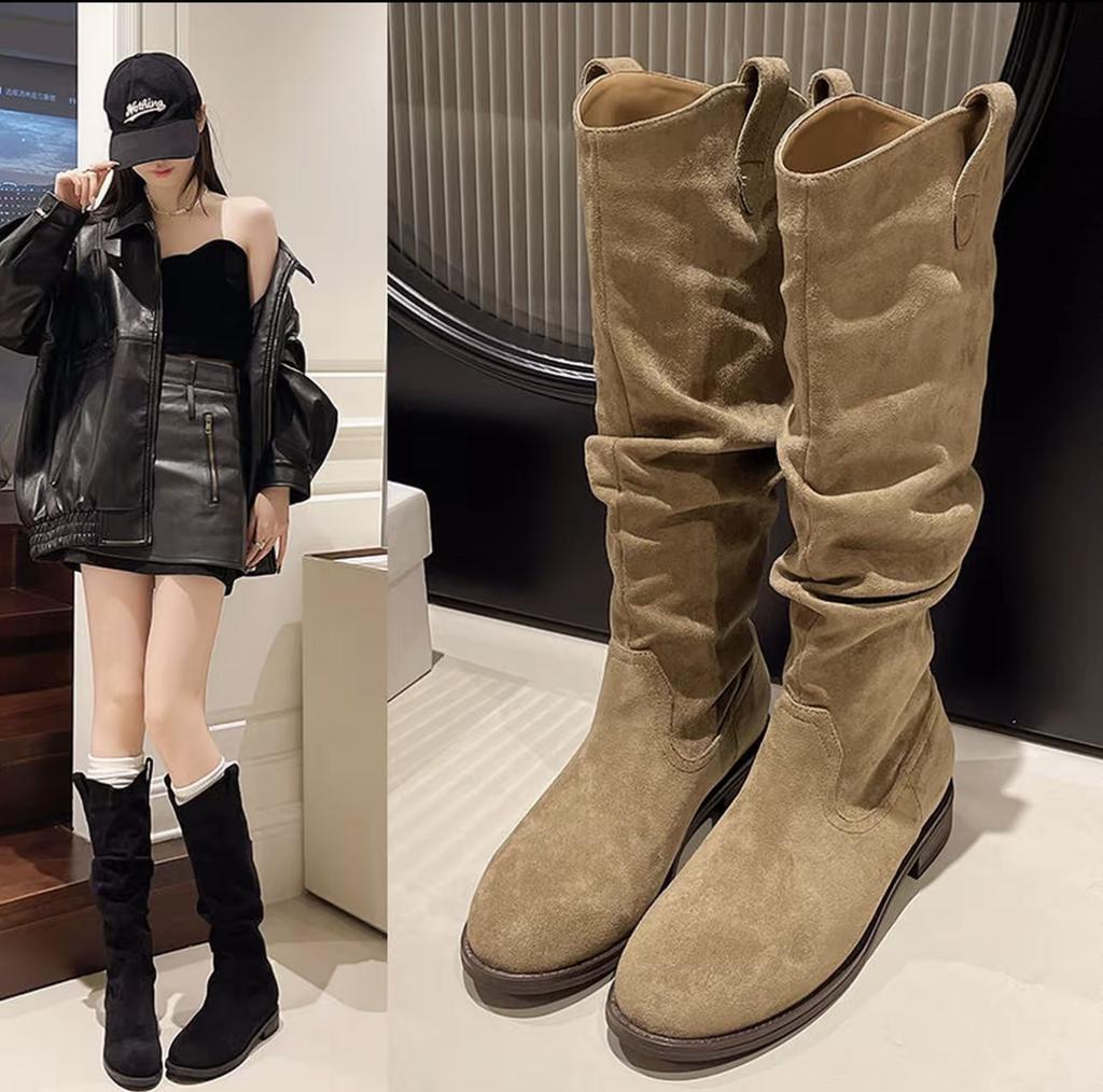 Brown boots children's new summer and autumn stacking boots western cowboy high boots but knee knight boots