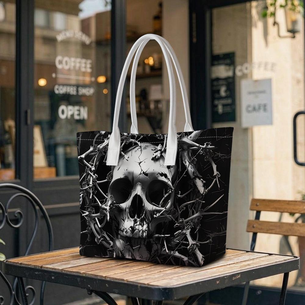 Gothic Skull Print Shoulder Bag Fashion Daily Tote Casual Exterior Handbag