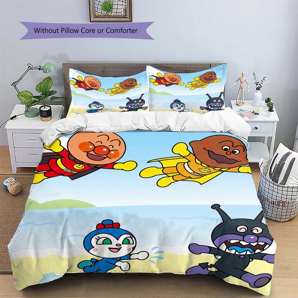 Anpanman Playful Bedding Set Duvet Cover Pillowcase No Filler, Soft Home Bedroom Decor, Perfect Gift for Fans.chl