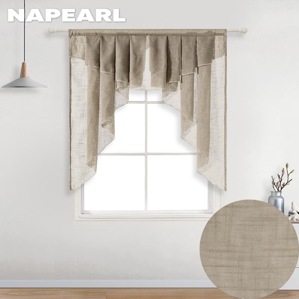 

1 шт. NAPEARL сплошной цвет тюль подзор для двери занавеска с коротким стержнем ракета декоративная оконная кухонная занавеска W100cm x L100cm коричневый