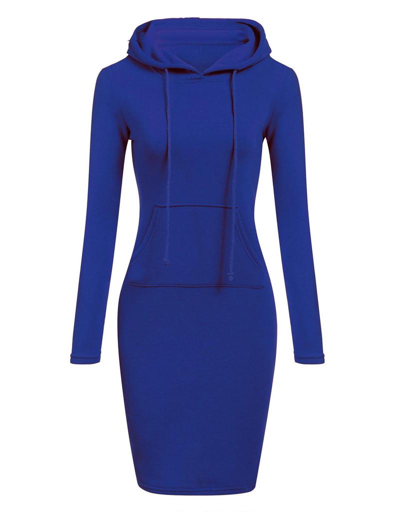 2026 Autumn/Winter European American Women's Solid Color Hooded Long Sleeve Dress