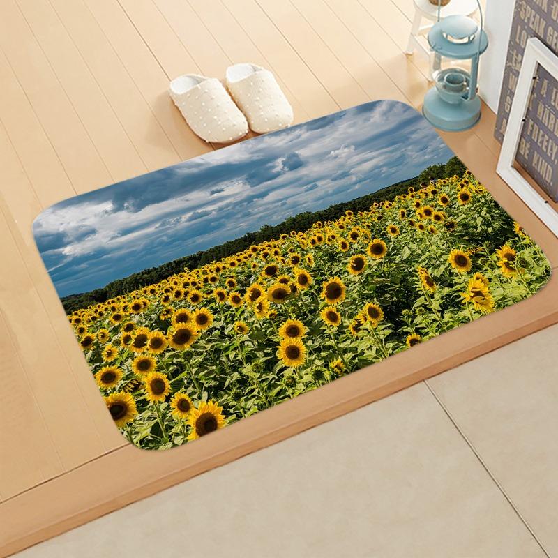 Sunflower Printed Doormat Soft Comfortable Welcome Carpet Home Living Room Bedroom Door Non-slip Doormat Toilet Floor Home Mat