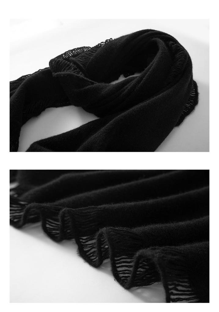 Women's 100% Cashmere Scarf - Soft, Warm, Elegant Knit with Tassels for Autumn and Winter.