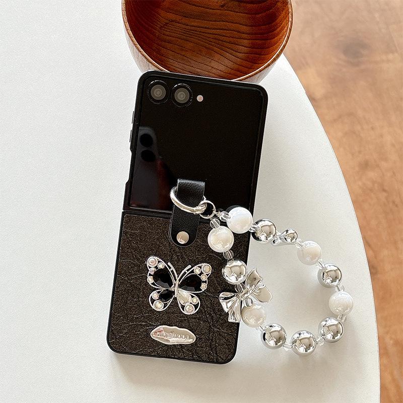 Rhinestone Butterfly Mobile Phone Case for Samsung Zflip6 Flip Folding for Huawei Pocket2 Bow Tie Love Chain