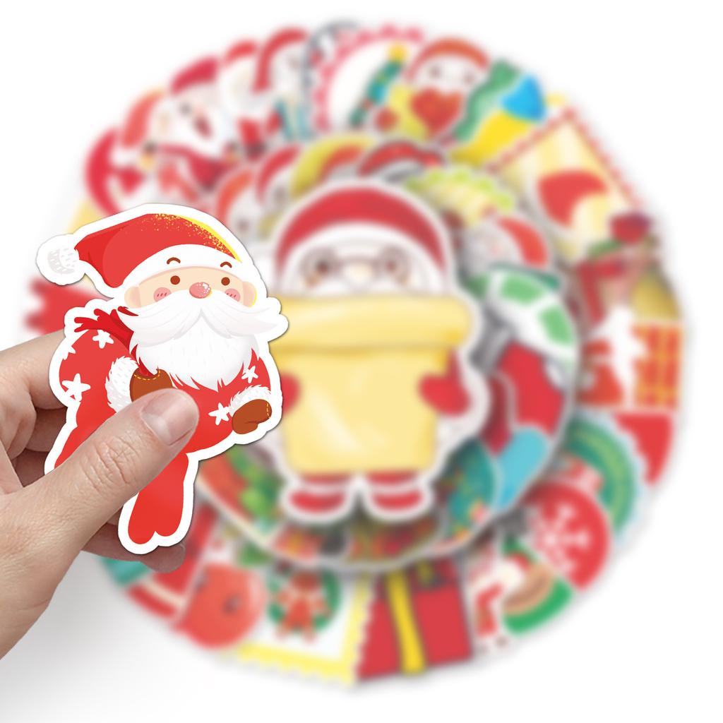 50 Christmas Cartoon Doodle Festival Guka Scooter Laptop Suitcase Decoration Waterproof Stickers
