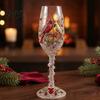 Bird Pattern Juice Glass Hand-painted Wine Glass, And Floral Design Stem Goblet, Artistic Water Goblets Crystal Borosilicate Goblet for Red