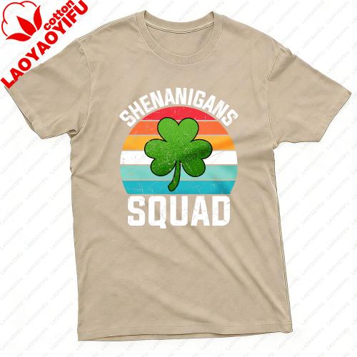 Shenanigans Squad Clover Design Summer Unisex TShirt Vintage Style Casual Wear St Patricks Day Festivals Perfect Gift Tee Tops