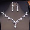 Green Crown Bridal Jewelry Sets for Women Choker Necklace Sets With Tiaras Wedding Dress Prom Bride Jewelry Accessories