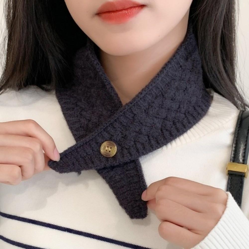 Thickened Cross Neck Warmer Windproof Women Winter Neckerchief Wool Knitted Scarf Girls