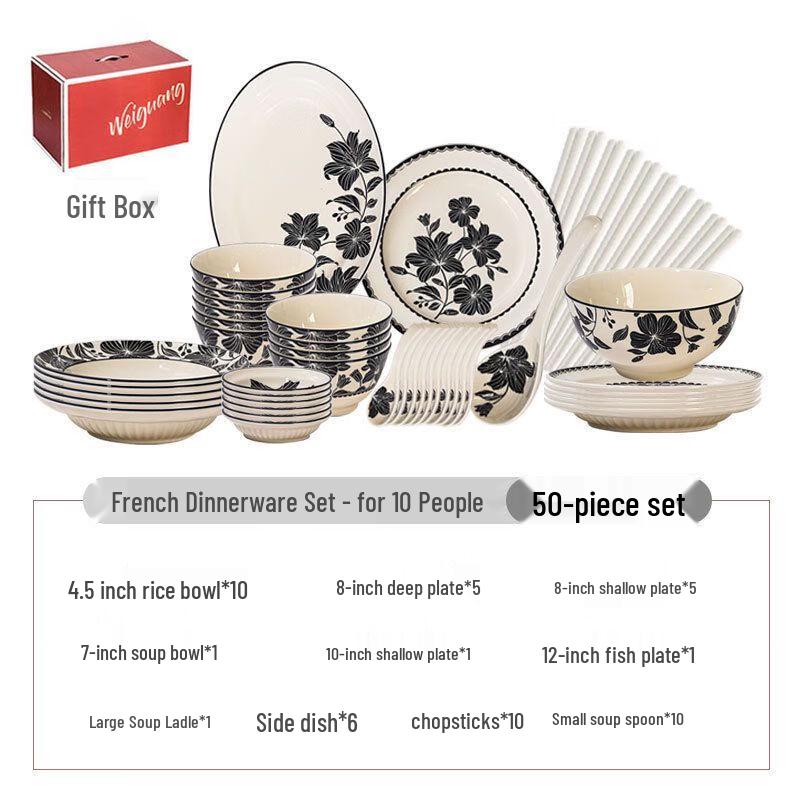 Retro Lily Ceramic Dinnerware Set