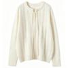 Women's Versatile Cable Knit Sweater - Loose Fit, Soft & Fluffy, Long Sleeve, Lace-Up, Round Neck for Autumn/Winter
