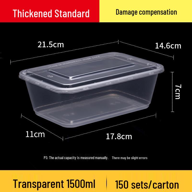 Rectangular 750/1000ml Disposable Transparent Plastic Takeout Meal Box