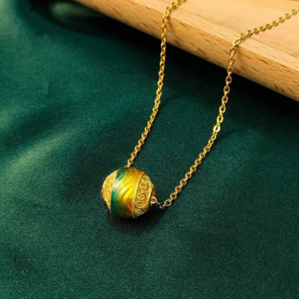 Ancient Enamel Thousand-Li Landscape Suit Gold National Fashion Bracelet Female Elegant Necklace Live Streaming Shake Fast