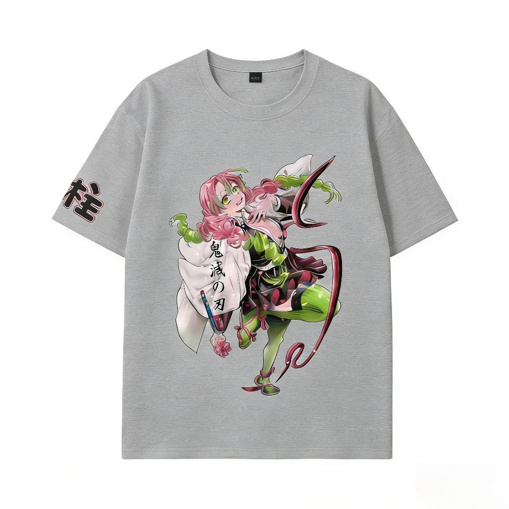 

Demon Slayer Mitsuri Kanroji Pure Cotton Tshirt 2026 Summer Anime Printed Loose American Casual Parent Child Short Sleeve Top S