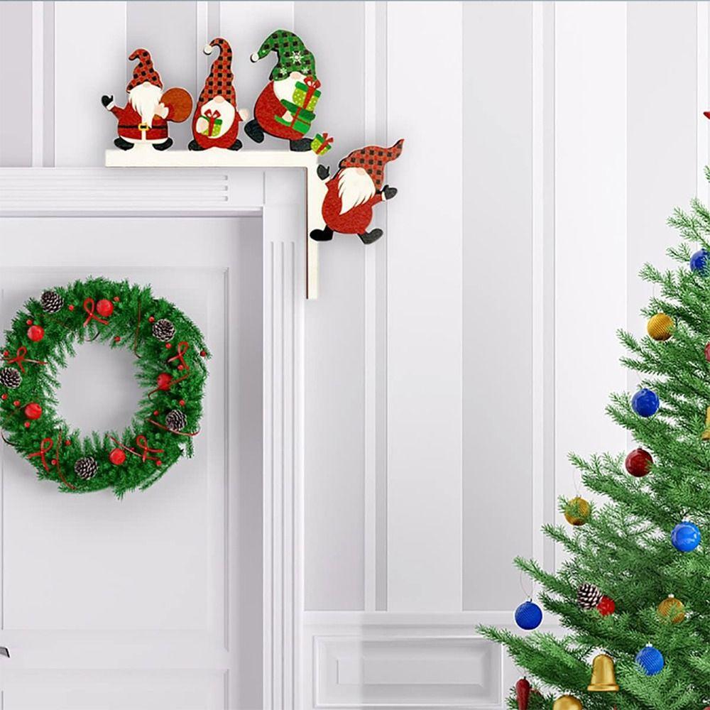 Santa Claus Xmas Door Corner Sign Wooden Door Pendant Creative Door Frame Decoration