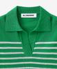 BLOND9 Cool Stripe Collared Short Sleeve Knit_Green