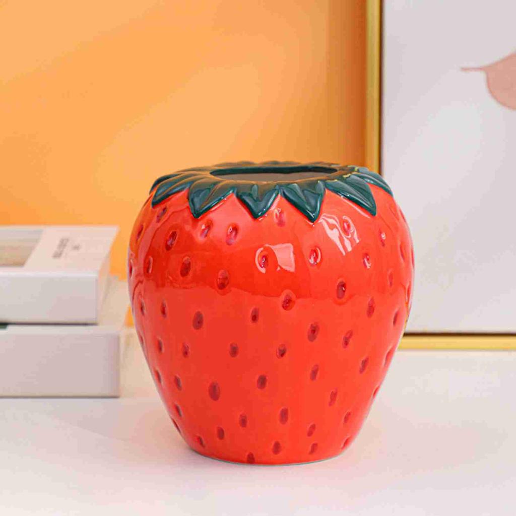 Erdbeer-Vase Schöne Dekorative Fruchtförmige Keramikvase für Couchtisch Bücherregal