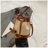 Stylish and simple contrasting color bucket bag women's 2025 new shoulder messenger bag high value casual strap handbag
