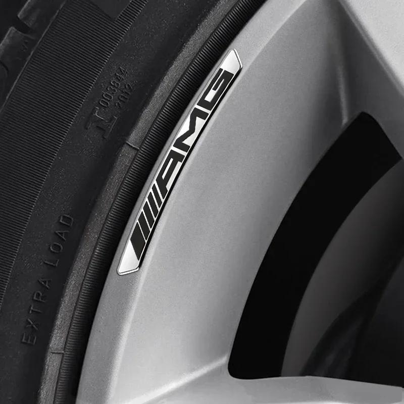 4Pcs Metal Car Wheel Hub Sticker Decorative Accessories For Mercedes Benz AMG GLE GLC W205 W206 W203 W204 W210 W212 W213