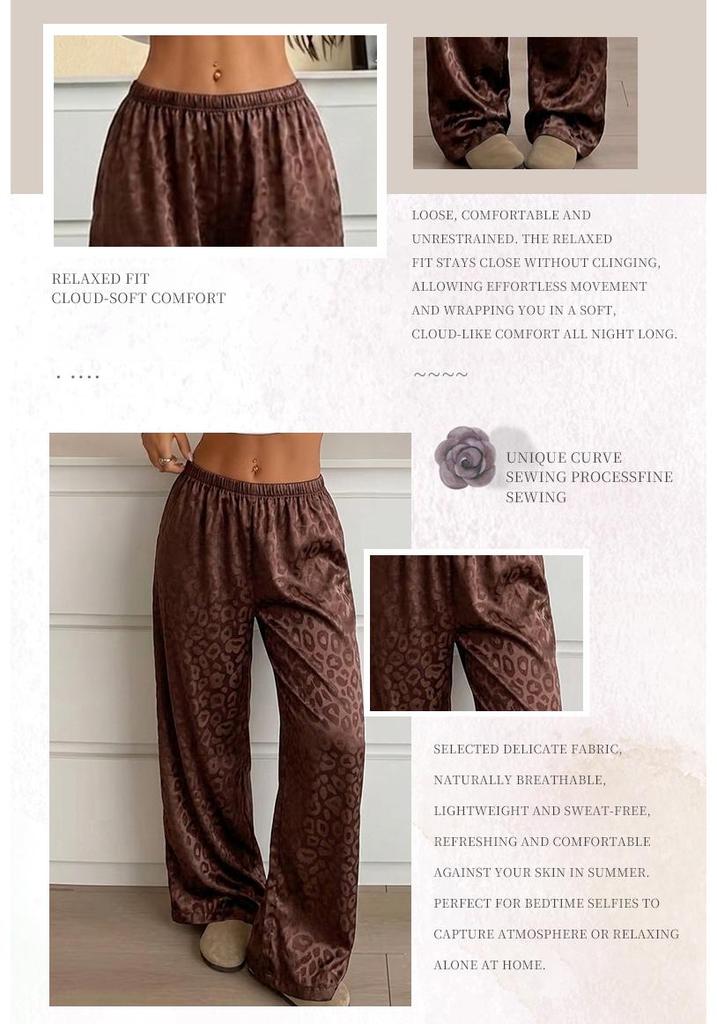 Women's Spring/Summer Leopard Print High-Waist Wide-Leg Pajama Pants - Stylish, Lightweight, and Versatile for Home or Out