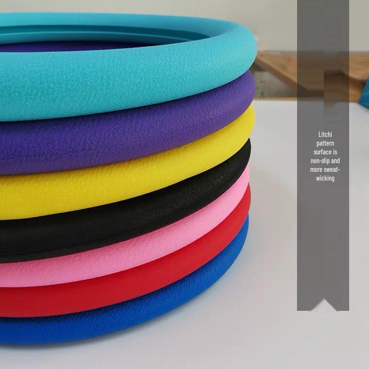 Ultra-thin Silicone Anti-slip Steering Wheel Cover - Round D-shape, Leather Texture, All-Season