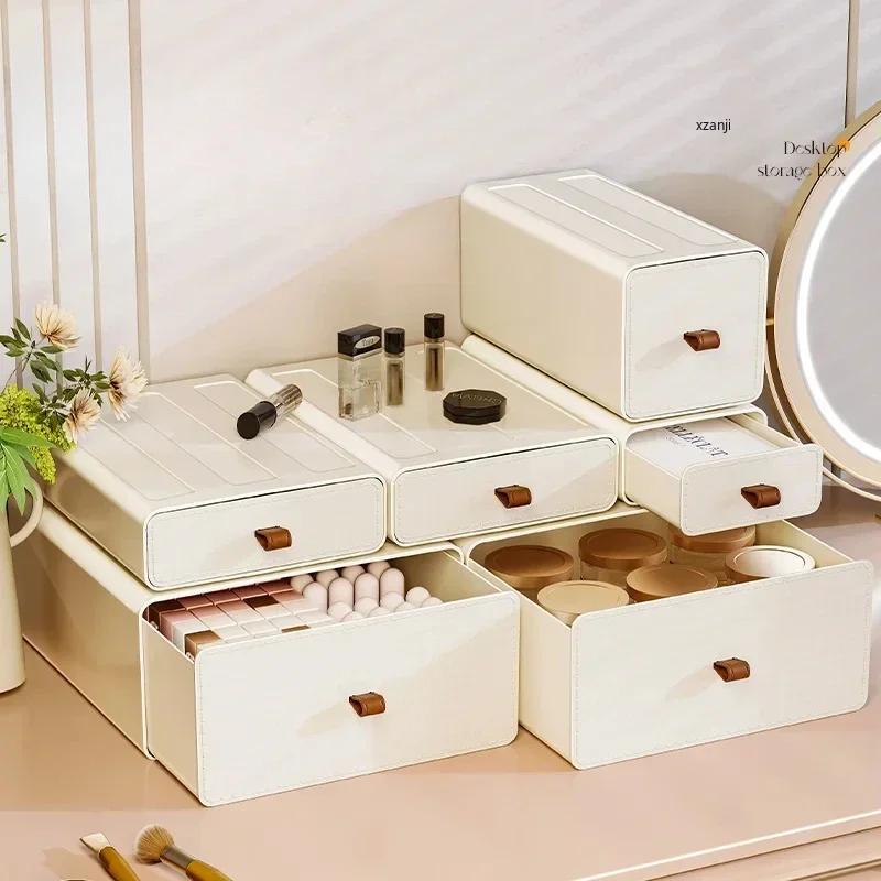Desktop Storage Box Stackable Office Desk Drawers Organizer and Accessories For Make Up Beauty Supplies Vanity Bathroom