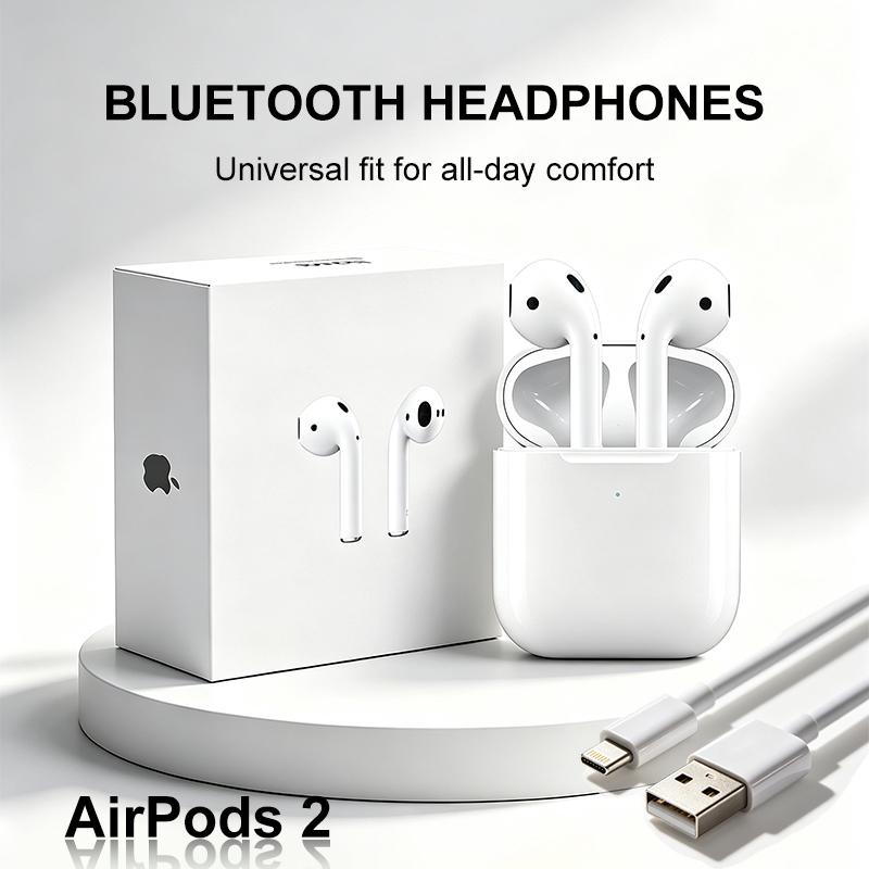 AirPods 2 Kabellose Ohrhörer Bluetooth 5.3 HiFi Stereo Sound Duale Mikrofone 24H Gesamtspielzeit Touch-Steuerung In-Ear-Kopfhörer Für IOS Android