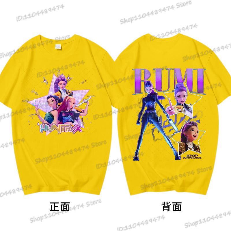 

Аниме K-pop Охотники на демонов Хлопковые футболки Графическая Хип-хоп Винтажная футболка Мужская Женская Харадзюку Руми Зои Миба K-pop Футболка с фильмом 3XL