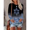 Camiseta de manga larga con cuello redondo y estampado 3D de copos de nieve con temática navideña, ropa de moda para mujer, ropa informal Y2K, ropa Harajuku para mujer
