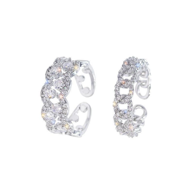 Elegant 925 Silver Open Ring For Women Fashionable Geometric Design Sparkling Gemstone Style