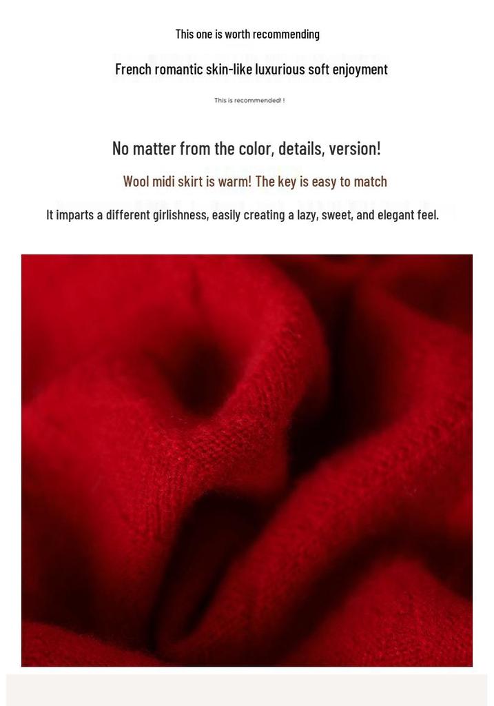 Women's Knitted A-Line Umbrella Skirt - Mid-Length Thickened Wool for Autumn/Winter 2025
