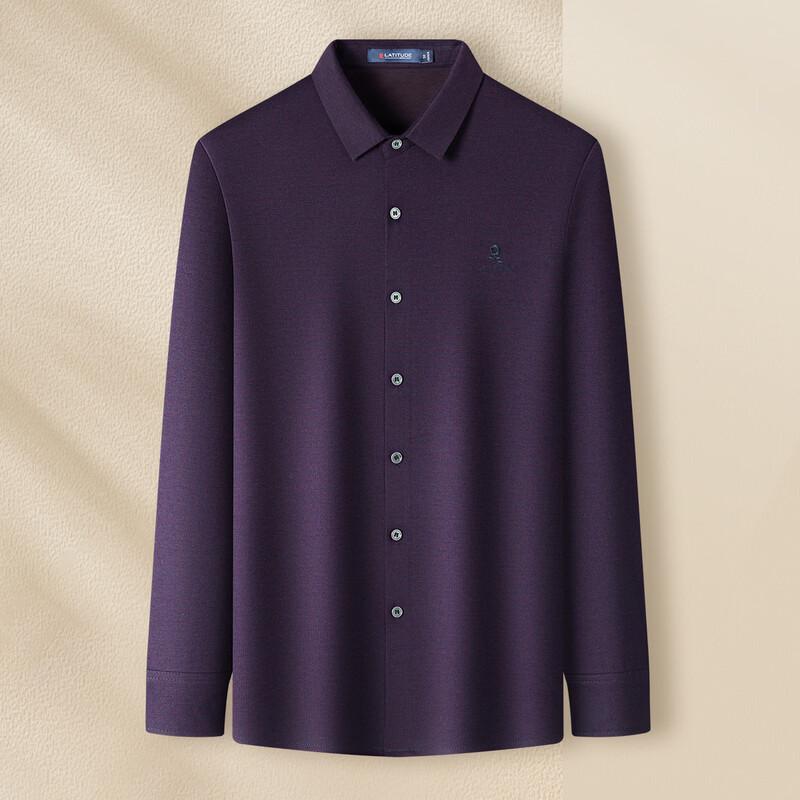 MONTAGUT Men's Tencel Silk Wool Blend Long-Sleeve Shirt