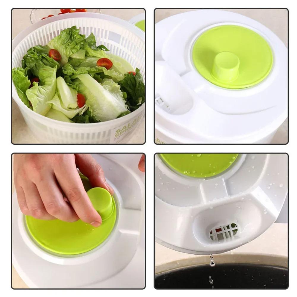 3L Salad Dehydrator Vegetable Dryer Manual Fruit Washer with Bowl Filter Vegetable Drainer Strainer for Lettuce and Spinach