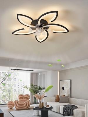 Led Low Noise Ceiling Fan Chandelier Living Dining Table Room Bedroom Kitchen Lights Black White Home Decoration Lamps Fixtures