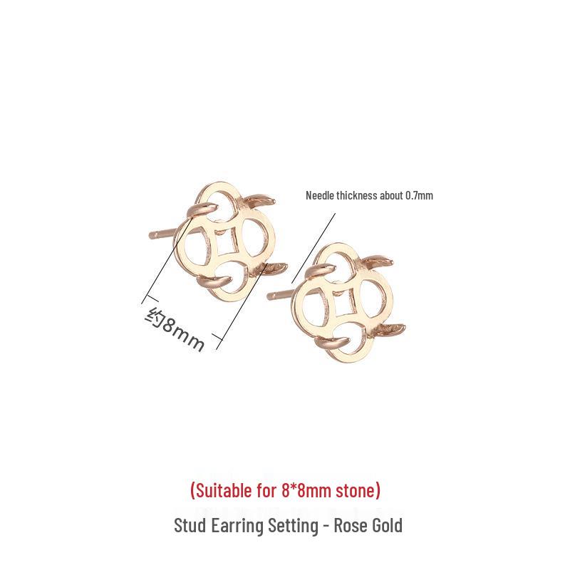 

S925 Sterling Silver Four-Leaf Clover Stud Earrings with Jadeite Chalcedony and Hetian Jade Inlay. 925 Sterling Silver