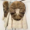 Removable oversized fox fur collar women's short down jacket women's winter new hooded waist and thin fur jacket