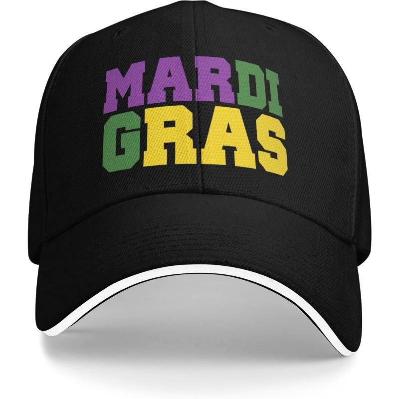 Mardi Gras Letter Print Baseball Cap Polyester Casual Adjustable Sports Hat Unisex
