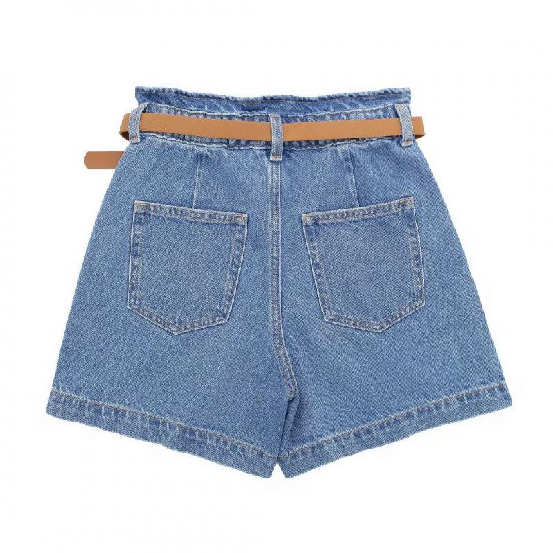 Summer European & American Women's Belted Casual Denim Shorts