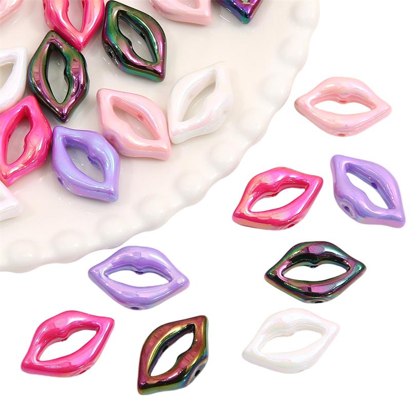 Acrylic Beads Lip Charms Beads For DIY Bracelet Necklace 10Pcs