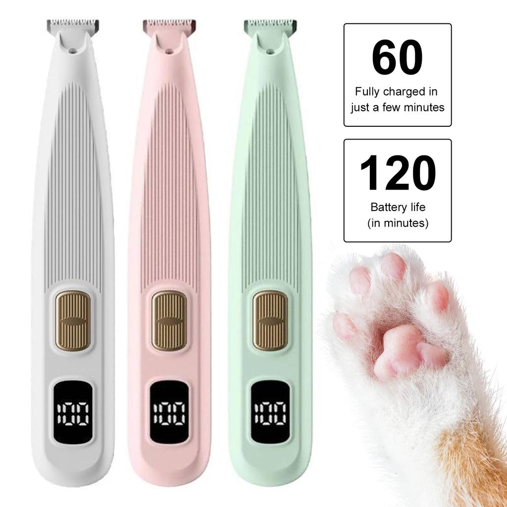 Pet Hair Trimmer Low Noise USB Rechargeable Waterproof Pet Hair Shaver with LED Light for Dogs and Cats