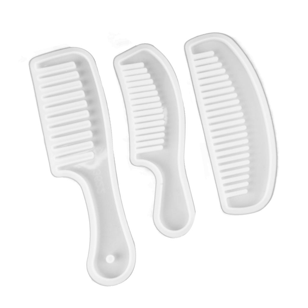 3pcs Comb Silicone Molds Translucent Wide Tooth Hair Comb Molds Set for DIY Hairdressing Styling