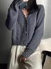 Women's 100% Wool V-Neck Cardigan: Soft, Thick, Loose Cable Knit, Short Length - Perfect for Autumn/Winter.