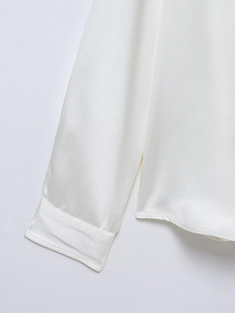 Spring 2025 Women's European & American Style Cotton Shirt with Ruffle Detail