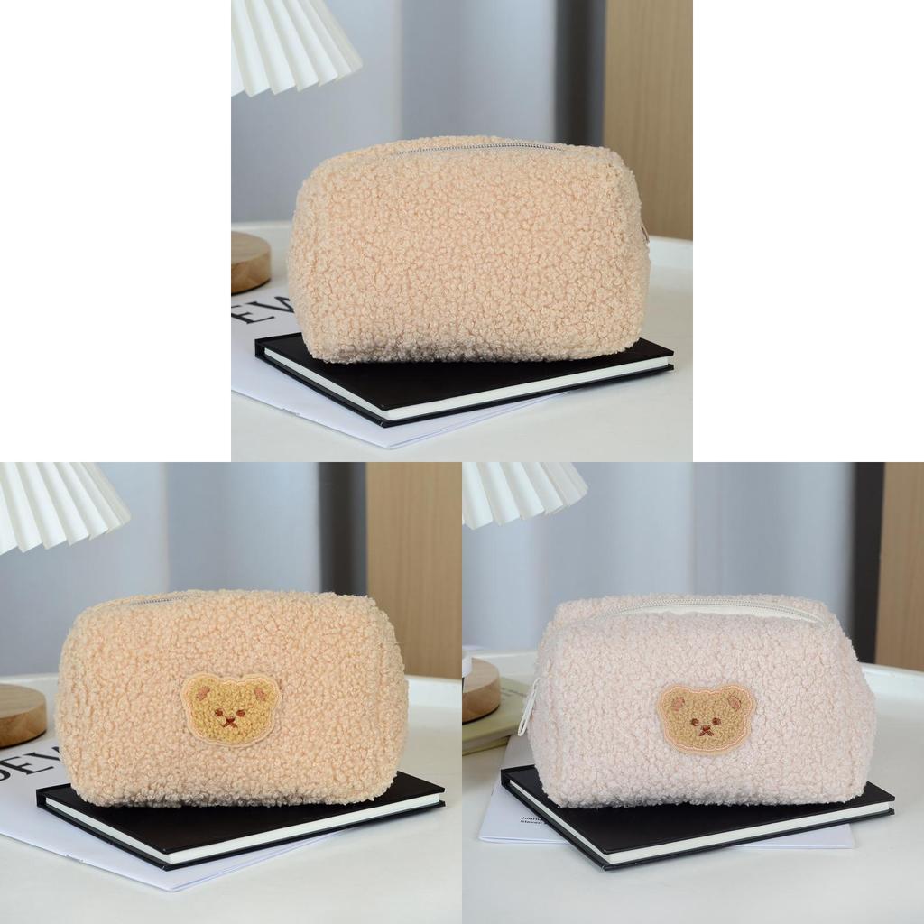 Astuccio in Peluche di Grande Capacità Stile Coreano con Design a Orsetto per Studenti e Ragazze