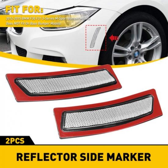 For BMW 2012-2015 328I New Clear Bumper Reflector Side Marker Front Left & Right
